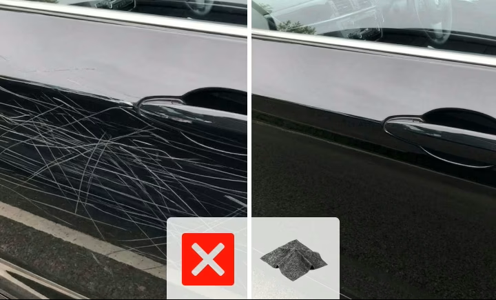 Matter und verkratzter Autolack, der vor dem Auftragen von PolishNano CeramiScrub XT eine professionelle Pflege benötigt.